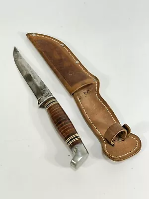 Vintage Tree Brand Boker USA #155 Fixed Blade Knife With Sheath ~ Wood Handle • $79.90