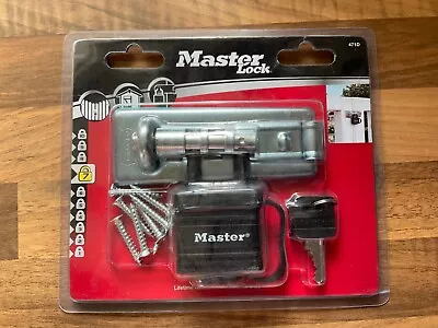 MASTER LOCK 471D Bolt Hasp & Integrated 40mm Keyed Padlock • £9.45