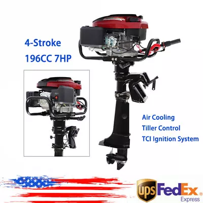 4-Stroke Outboard Motor Boat Engine W/ Air Cooling System Long Shaft 196CC 7HP • $529.15