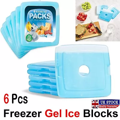 6 X Ice Pack For Cool Box Lunch Bag Freezer Reusable Blocks Cooler Long Lasting • £7.75