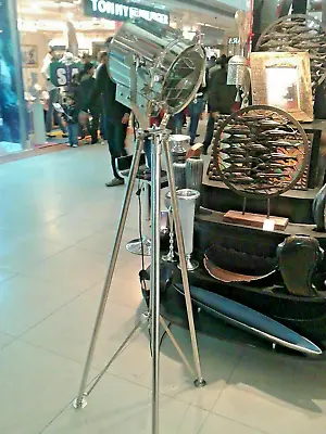 £149 • Buy Nautical Floor Lamp Hollywood Spotlight Classic Theater Tripod Stainless Steel.
