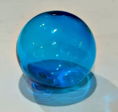 VTG Cobalt Blue Japanese Hand Blown Glass Fishing Net Float Ball Globe 3.5 Inch • $21.88
