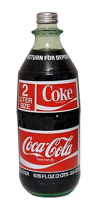 Rare Vintage Coca-Cola Coke 2 Liter Full Sealed Glass Bottle W/ Price Sticker. • $350