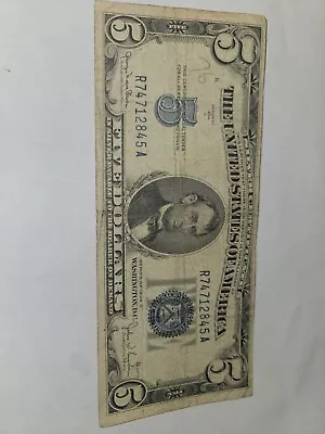 1934 5 Dollar Bill Silver Certificate • $12