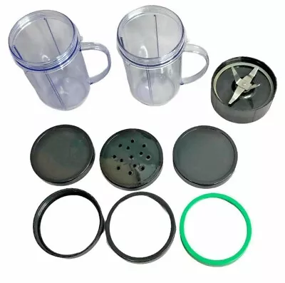 Lot/9 Pieces Magic Bullet Replacement Parts 1 Cross Blade 2 Cups 3 Lids 3 Rings • $12.77