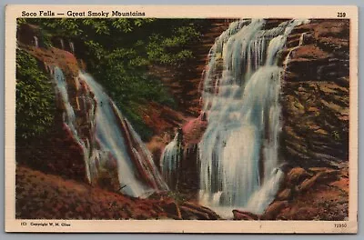 $4.67 • Buy Soco Falls Great Smoky Mountains C1940s Postcard Cherokee Indian Reservation 