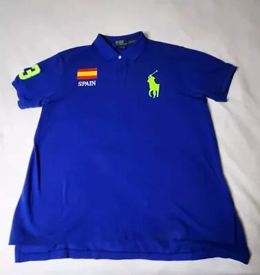 Polo Ralph Lauren Polo Shirt Mens 2X TTG Blue Big Pony Spain Rugby • $65
