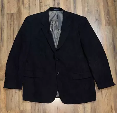 Stafford Blazer Mens Black Suede Polyester Suit Jacket Sport Coat 2 Button 48 • $49.97