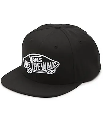 Vans Off The Wall Men’s Snapback Baseball Hat Cap Black W/ Skateboard Patch NEW • $23