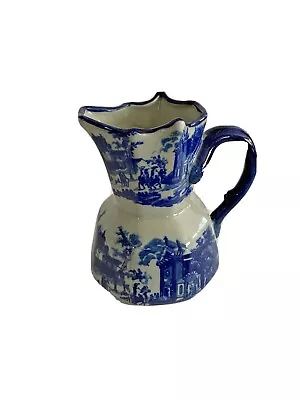 Vintage Victoria Ware Ironstone  ~ Flow Blue Cobalt ~Pitcher 5  Tall ~Old World  • $24.99