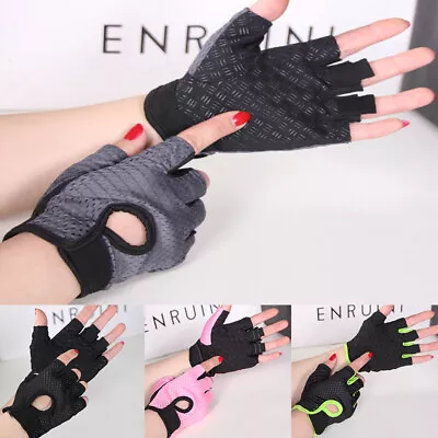 £3.59 • Buy Women Men Half Finger Gloves Gym Workout Weight Lifting Non-slip Fitness Gloves