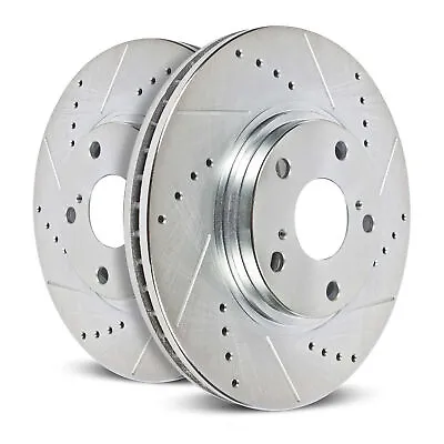 Disc Brake Rotor Set-Rear Drilled Slotted And Zinc Plated Brake Rotor Pair Rear • $143.65