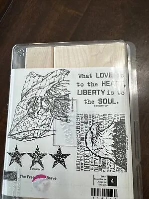 Stampin Up THE FREE & THE BRAVE Eagle Military Flag USA Rubber Stamps Set NEW • $29.99