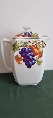 Ringtons Tea Maling Ware Large Water Jug With Lid Cream Grape Vine Pattern C1910 • £19.90