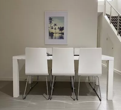 $275 • Buy White Modern Polyurethane Freedom Furniture Dining Table And 8 Chairs Set