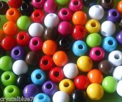 200 X Acrylic Beads 6mm Round Solid - Hole 2mm - Choice Of 10 Colours - ABRS01 • £2.29