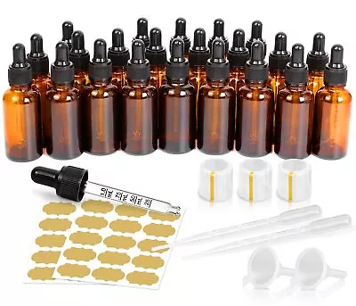 Tincture Bottles With Dropper 22 Pack 1 Oz Amber Glass Dropper Bottle With Meas • $24.04