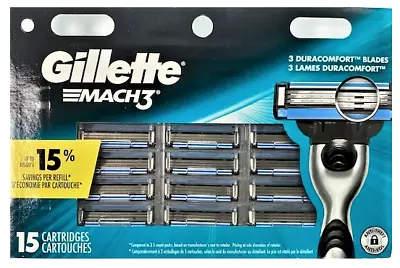 Gillette Mach3 Razor Blade Refills 15 Cartridges • $24.49