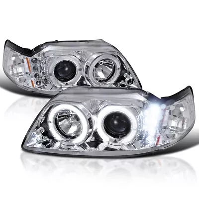 Fits 1999-2004 Ford Mustang Led Halo Projector Headlights Head Lamps Left+Right • $124.99