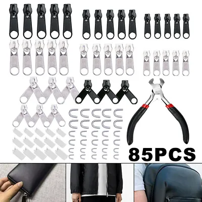 85Pcs Fix A Zipper Replacement Quickly Instant Repair Kit Zip Slider Tools • £9.19