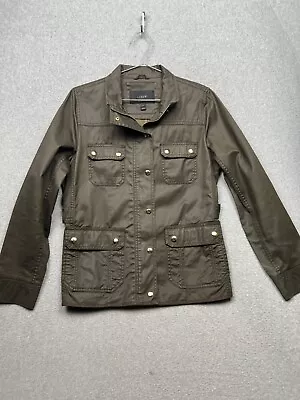 J.CREW Field Waxed Boyfriend Jacket Lightweight Wmn SZ M Military Pocket Neutral • $27.22