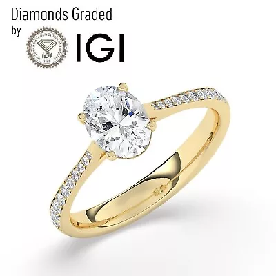 Oval Solitaire 14K Yellow Gold Engagement Ring1ctD/VS1 Lab-grown IGI Certified • $1138