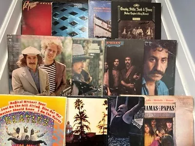 Lot- 12 Vintage Vinyl Rock Record Albums. VG/VG.  Beatles Doors Eagles Croce • $20