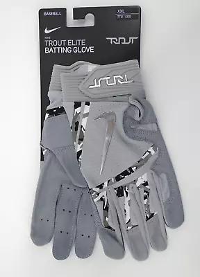 Nike Mike Trout Elite Batting Gloves Mens 2XL Baseball Player Wolf Grey/Chrome • $49.45