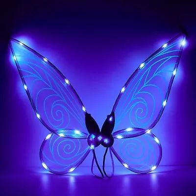 Fairy Wings Light Up Butterfly Wings For Girls Women LED Fairy Wing Sparkle Xmas • £9.95