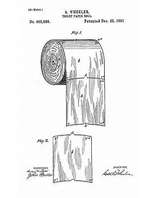 Toilet Paper Patent Print Bathroom Decor - Funny Must Haves Restroom Half Bath • $21.95