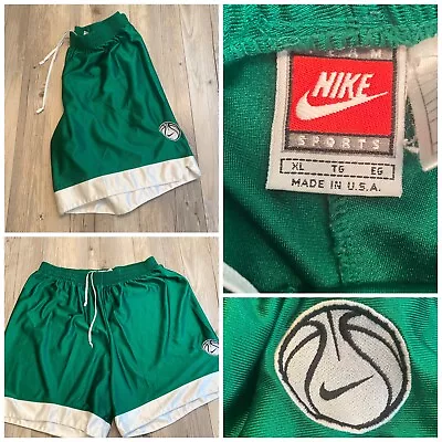 Vintage Nike Team Basketball Men's Shorts Green White Ball Logo XL • $56.99