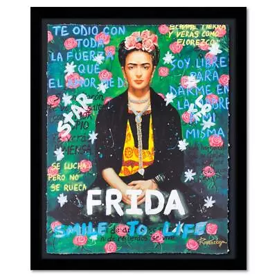 Nastya Rovenskaya  Frida Kahlo  Framed Unique Mixed Media Hand Signed • $1500