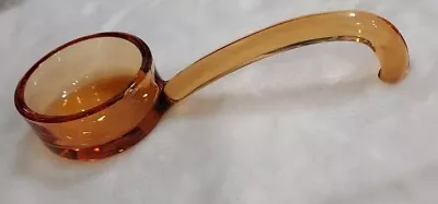 Vintage Mid Century Tiffin Gold Edge Amber Glass Condiment Spoon • $14.50