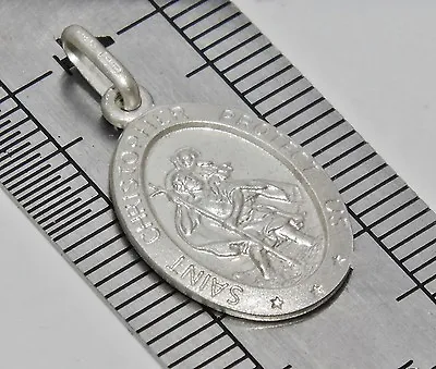 Solid Sterling Silver (925) Oval St Christopher Pendant • £8.95