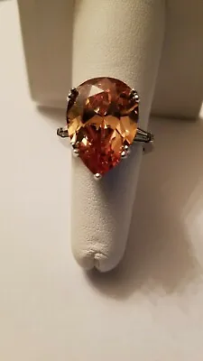 Charles Winston CW Orange CZ 925 Sterling Silver Ring Size 6 • $109.99