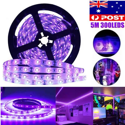 5M 300LED Flexible Strip Light 395-405nm UV Blacklight Tape Ultraviolet Lamp 12V • $20.89