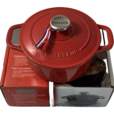 Chasseur 2.5 Qt. Round Dutch Oven Red Enameled Cast-iron France 20cm. PUC472003 • $109.88