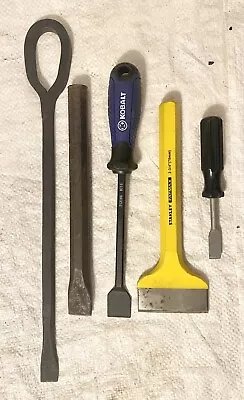 Mixed Lot Of 5 Chisels - Stanley - Kobalt - Unbranded • $8.99