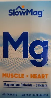 SlowMag Mg Muscle + Heart Magnesium Chloride + Calcium 60 Tabs. 5/2024+ • $16