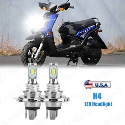 H4 LED Headlight Bulb Kit 6000K White For 2009-2015 Yamaha YW125 Zuma 125 • $17.03