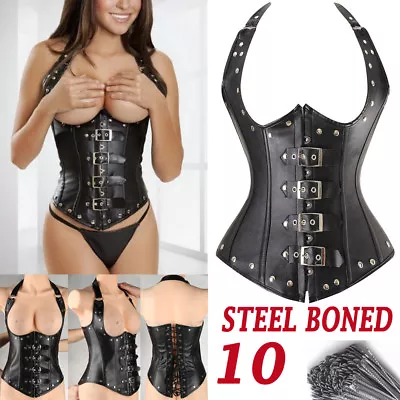 Steampunk Steel Boned Underbust Corset Bustier Lingerie Waist Training Shaper UK • £28.79