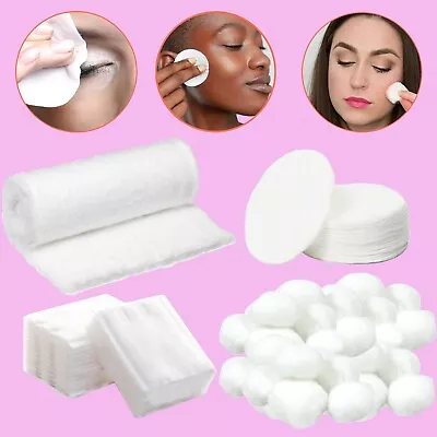 100% PURE COTTON WOOL Large Roll Pleat Balls Round Square Pads Super Soft Pack • £7.48
