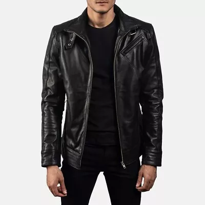 Mens Cow Vintage Biker Stylish Leather Jacket • $130