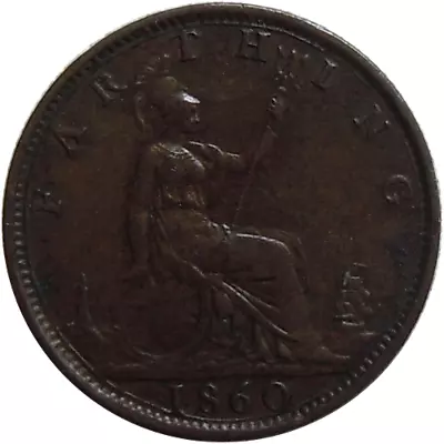 GREAT BRITAIN - 1860 - FARTHING - Bronze - Toothed Border • £3.96