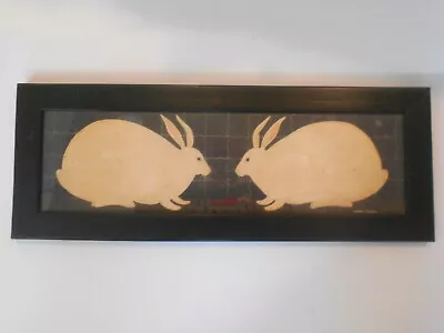 Warren Kimble Two White Rabbits W/Carrot 21 X 8  Framed Wall Hanging Picture • $28.95