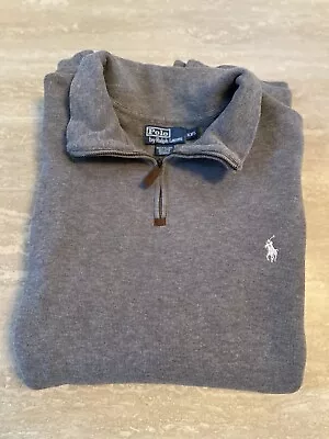 Polo Ralph Lauren Estate Rib Mens 2XL Gray 1/4 Zip Little Pony Sweatshirt Grey • $27