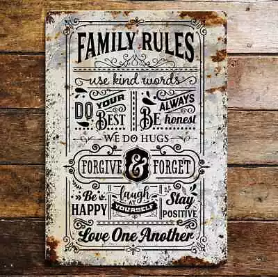 £4.99 • Buy Family   House Love Rules          Metal Sign Plaque