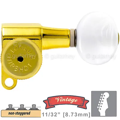 NEW Hipshot VINTAGE 6-in-Line Locking Tuners Non-Stag Oval Pearloid Buttons GOLD • $109.95
