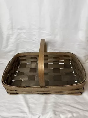 Vintage Woven Wood Gathering Gardening Basket With Handle • $18