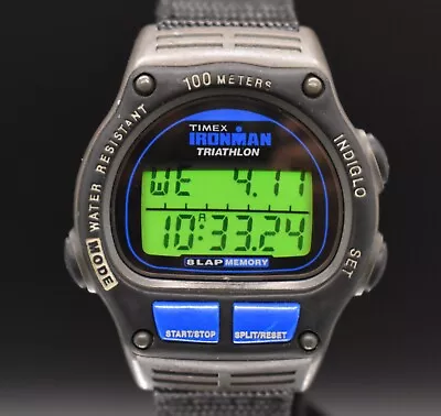 Vtg Timex Ironman Triathlon 746 Digital Watch Mens 8 Lap 100m NEW BATTERY & BAND • $39.20